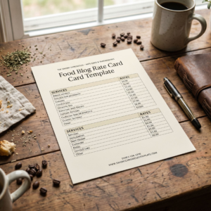 Food Blog Rate Card Template